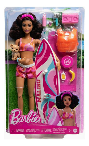 Brunette Muñeca Tabla De Surf Articulable Barbie Ken Playa