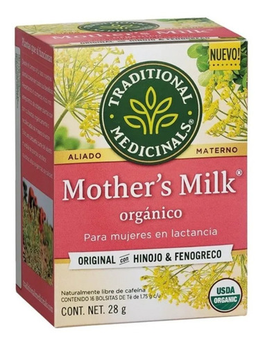 Té Para La Lactancia Orgánico Mother's Milk 28 Gr, 16 Sobres