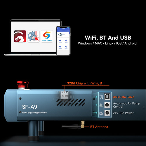 Sculpfun Sf-a9 40w Cortador Y Grabador Láser Con Accesorios