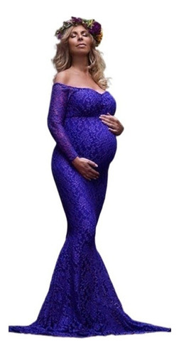 Vestido De Gala Sirena Maternidad Embarazo Sesión De Fotos
