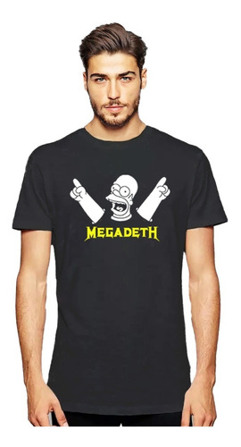 Polera Estampada Homero Simpsons Rock Megadeth Hombre Niño