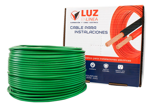 100m Cable Calibre 12 Para Casa Instalación Eléctrica Thw Cubierta Verde