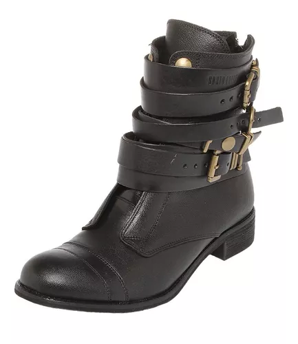 bota biker couro santa lolla fivelas caramelo