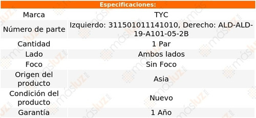 Set De Faros Niebla S/foco Seat Ibiza 01/02 Tyc