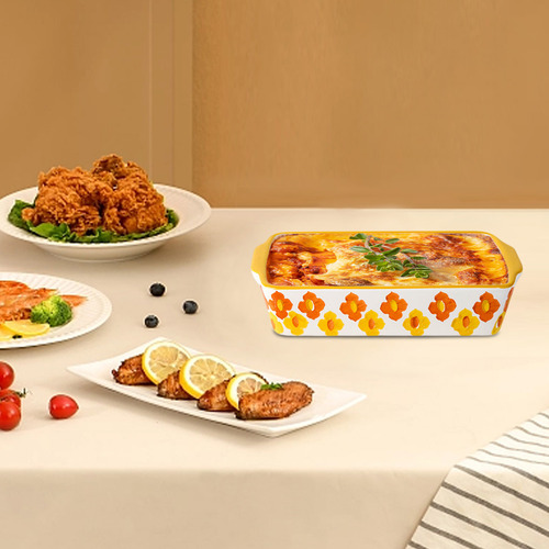 Arroz Horneado Con Queso Rectangular De Cerámica Para Hornea