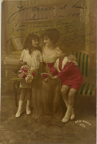 Antigua Postal Romántica, Foto, Familia, Año 1921, Pr35