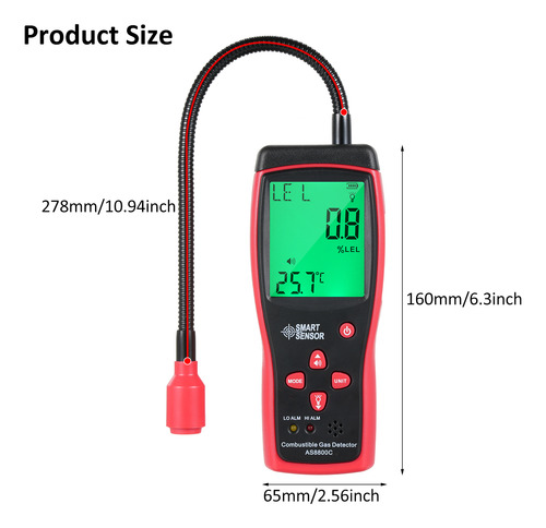 Detector Portátil De Fugas De Gases Combustibles Smart Senso