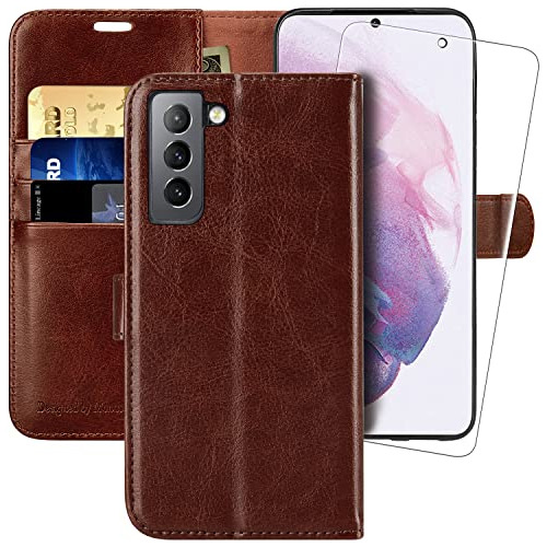 Funda Cartera Para Galaxy S21+plus 5g Cafe 6.7 Pulgada Piel