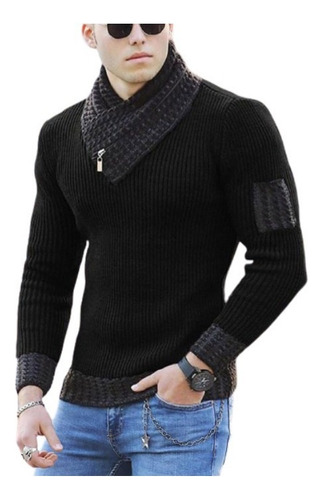 Suéter Cuello Bufanda Hombre Slim Fit Casual Pulôv 2024