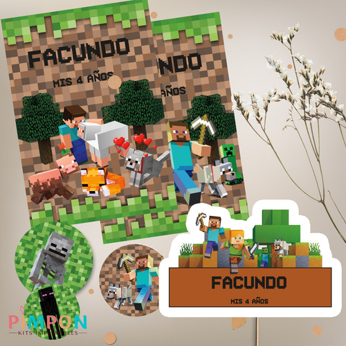 Kit Imprimible Minecraft Mod 2 - Personalizado