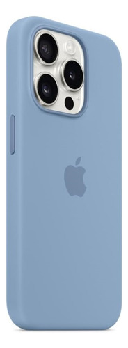 Funda Apple Silicona Magsafe iPhone 15 Pro Azul Invierno Winter Blue Liso