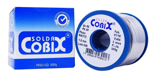 Estanho Cobix P/ Solda Rolo Azul - Fio 1,0 Mm - 500g