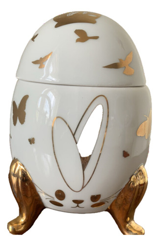 Bomboniere Ovo Luxo Ouro Em Porcelana - Pascoa 15cm