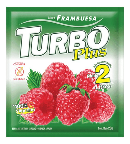 Turbo Plus Jugo De Frambuesa Sin Gluten Caja 10 Sobres