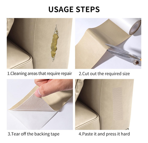 Cinta Parche Reparación Cuero Burdeos 3 X 61 Pulgadas Kit Au