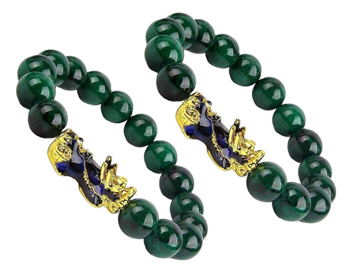 Pixiu Pulsera Riqueza Verde Jade Pulsera Fengshui