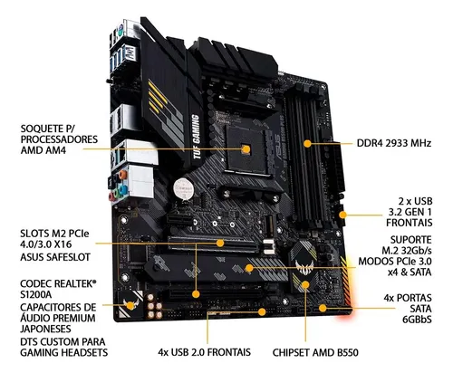 Placa Mãe Asus Tuf Gaming B550m Plus Amd Am4 Matx Ddr4 | Frete grátis