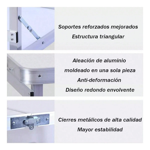 Mesa Plegable Portafolio Aluminio 1.2m Jardín Con 4 Sillas