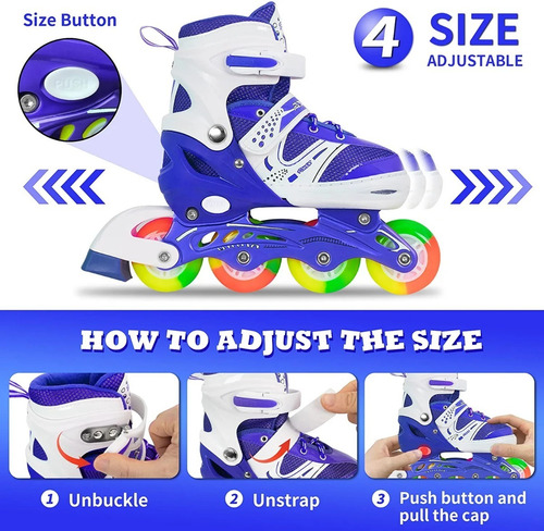 Imagen 5 de 8 de Patines En Línea Ajustables Con Ruedas Iluminadas