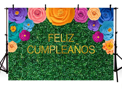 Fondo De Foto De Fiesta De Césped Floral De Feliz Cumpleaños