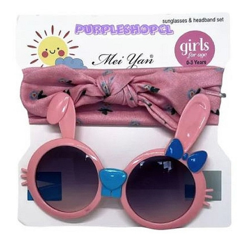 Lentes De Sol Conejito + Cintilo Flores Niña Bebe Diva 0-3 A