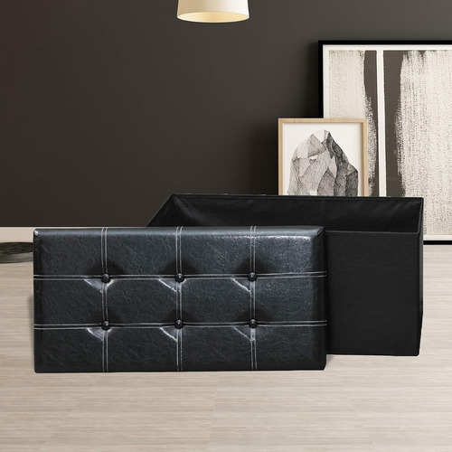Banqueta Baul Puff Baul Negro 76x38 Organizador Puff Sillon