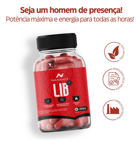 Nanovit Lib Man 60 Cáps - Feno Grego + 12 Nutrientes