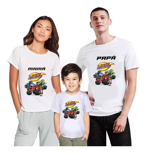 3 Poleras Personalizadas Niños Cumpleaños Blaze Monster 