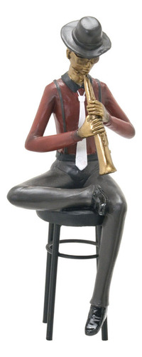 Escultura Musico Chorinho Com Clarinete 24cm Espressione