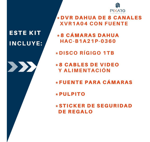 Imagen 2 de 10 de Kit 8 Camaras Exterior Fullhd 1080p + Dvr Dahua P2p +disco