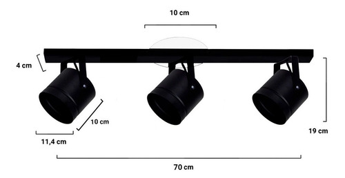 Riel Base Spot Local Tacho 3 Luces Ar111 Led Aplique Movil