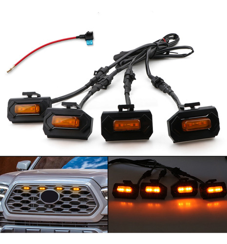 4 Piezas De Luces Led Para Parrilla Delantera Con Fusible Ad