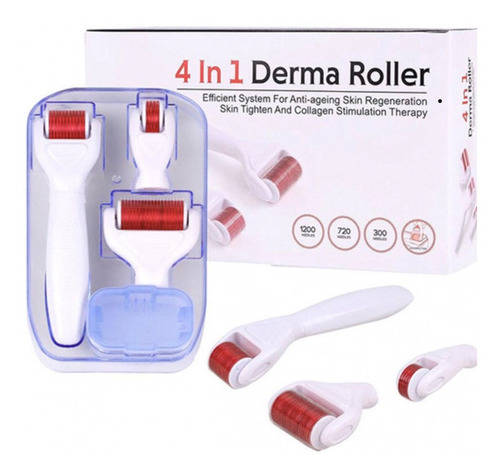 Derma Roller 4 En 1 Cuidado Facial Agujas Cabello Tratamient