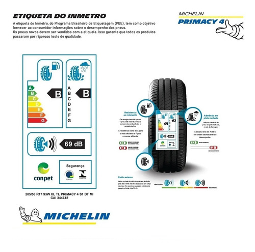 Pneu Michelin Primacy 4 Lt 205/50r17 93 W