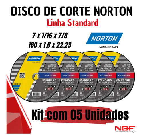 Disco De Corte Fino 7x1/16x7/8 Norton Standard - Kit Com 05