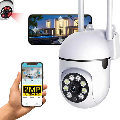 Cámara De Seguridad  Hd 1080p Alarma  2mp Visión Nocturna Blanco