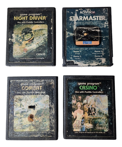 Atari 4 Videojuegos Night Driver, Starmaster, Combat, Casino