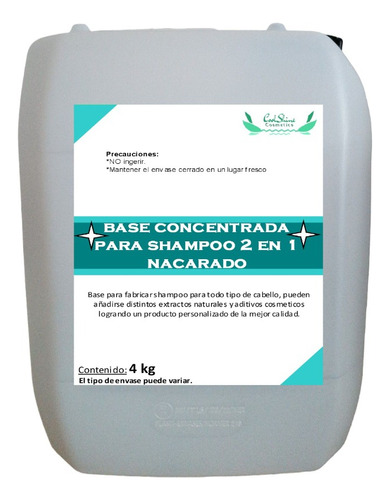 4 Kg Base De Shampoo Capilar 2 En 1 Concentrada Hasta 20 Kg.