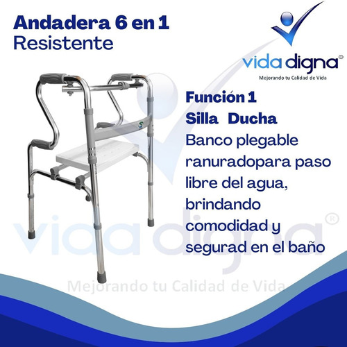 Andadera Ortopedica Multifuncional 6 En 1 Comodo Silla Ducha