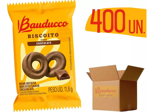Biscoito Amanteigado Chocolate Bauducco- Caixa Com 400 Unid