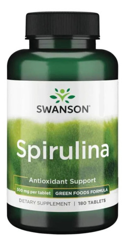 Swanson Green Spirulina Super Alimento Espirulina 500mg 180t