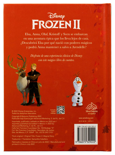 Cuentos Infantiles con historias mágicas: Frozen II, de Varios autores. Editorial Silver Dolphin (en español), tapa dura en español, 2022