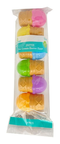 6 Huevos De Plástico Barquillo Helado Pascua Para Rellenar