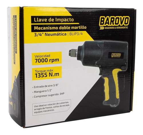 Imagen 6 de 10 de Llave Impacto Pistola Neumática 3/4 Camión Doble Martillo