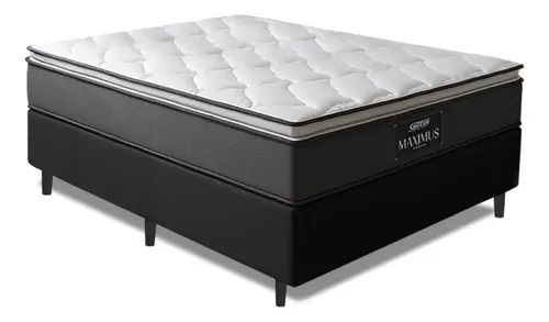 Gazin Cama box Maximus casal 138cm x 188cm cinza e preto