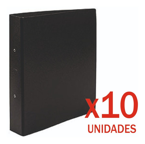 10 Carpeta Fibra Negra Nº3 Lomo Redondo Escolar 3 Ganchos