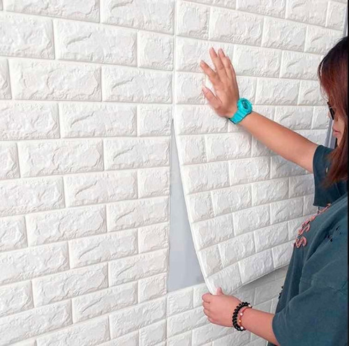 Painel 3d Tijolo Branco 77 X 70 Auto Adesivo Promoção Novo