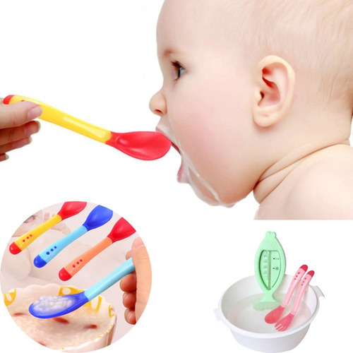 Cubiertos Cuchara Tenedor Para Bebe Flexibles Suave Sin Bpa Color Rosa