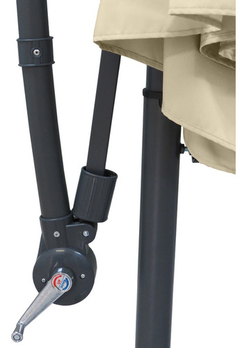 Ombrelone De Jardim 3 Metros Com Base Teto Bege Proteção Uv