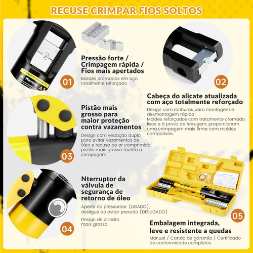 Alicate Hidraulico Prensa 12t Terminal Crimpador 16 A 300mm